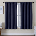 Simplebrand Ava Navy Blue Blackout Curtains for Bedroom 63 Inch Length 2 Panels Set, Solid Thermal Insulated Privacy Living Room Window Tre…