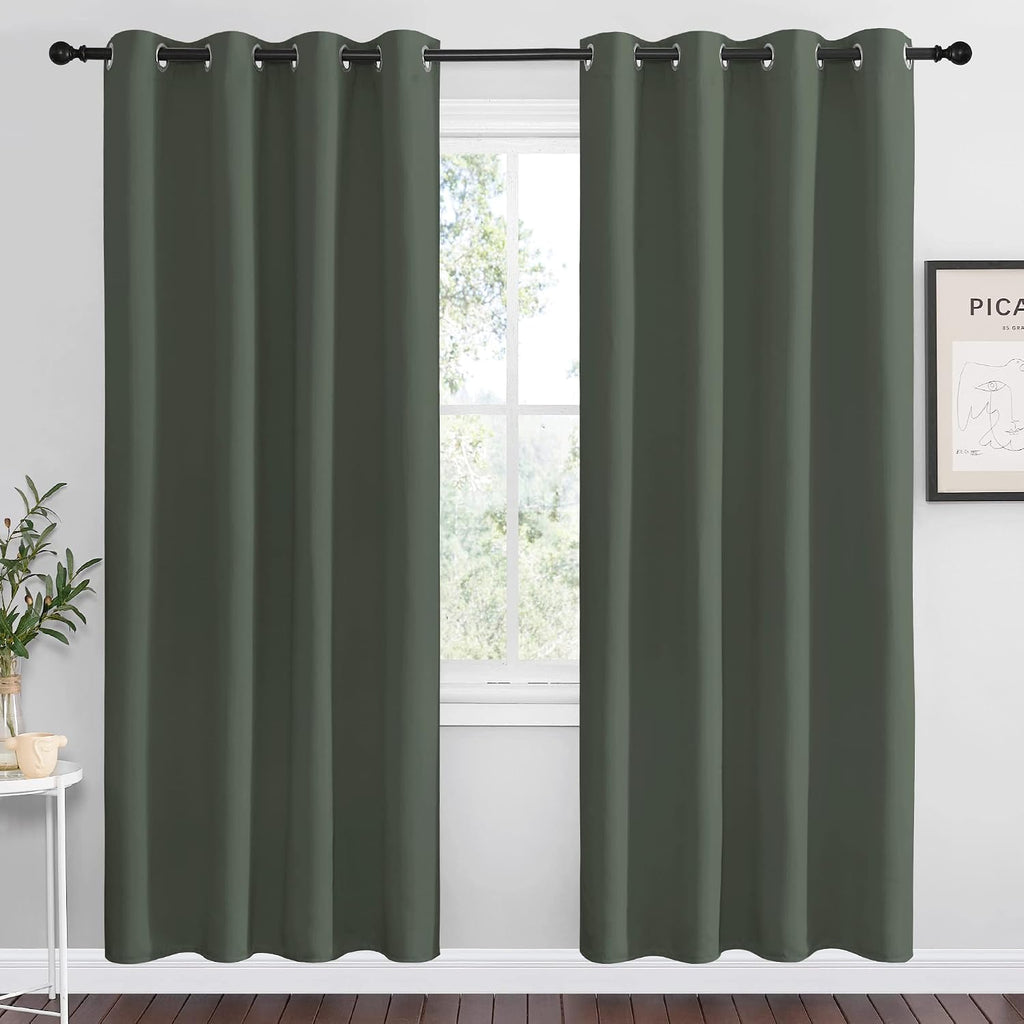 Nicetown Dark Mallard Blackout Curtain Panel Grommet - Home Decorations Thermal Insulated Solid Grommet Top Blackout Living Room Panels/Dra…