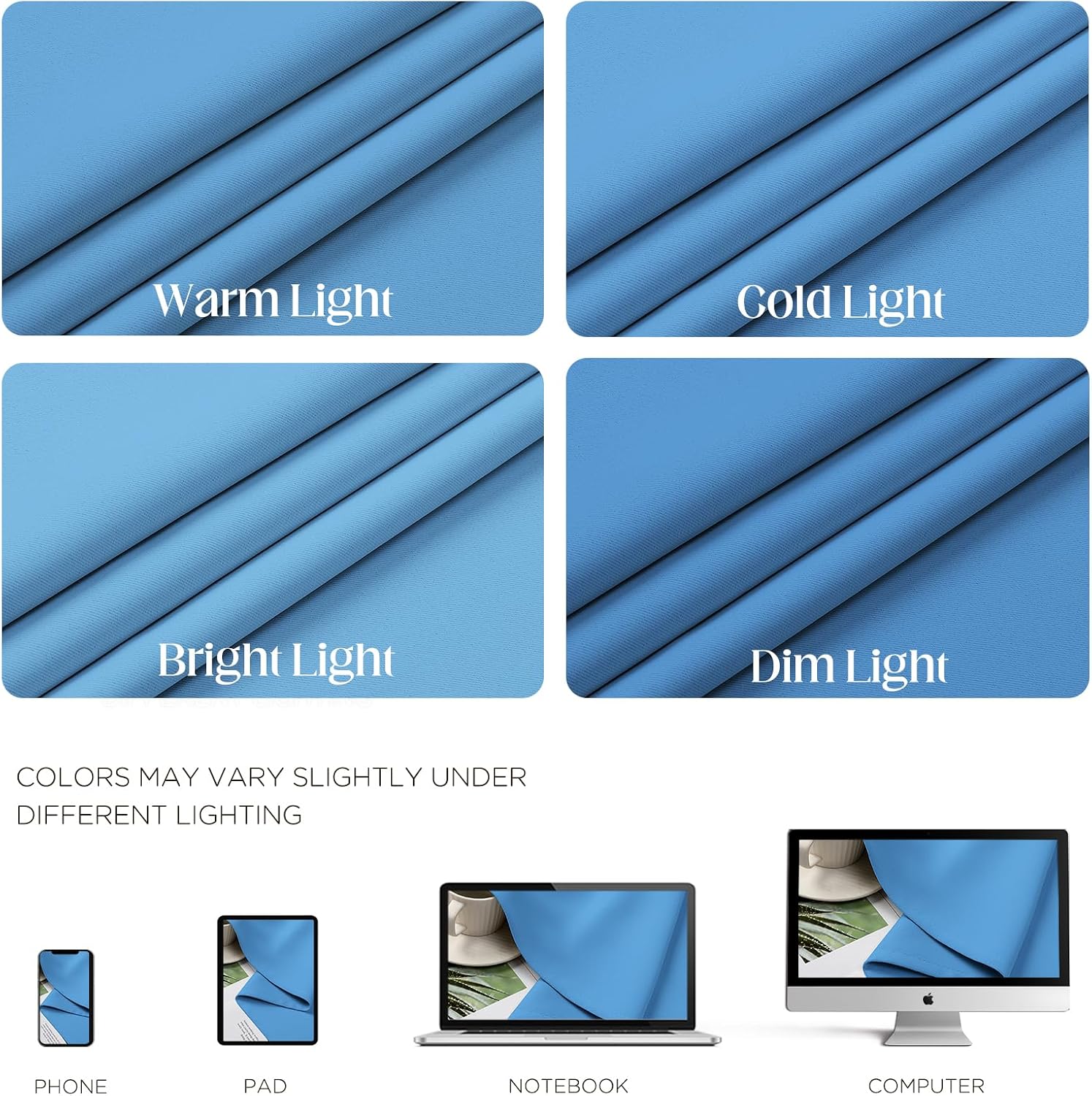 CUCRAF Custom Light Blue Blackout Curtains 1 Panel Set, Thermal Insulated Grommet Room Darkening Curtain for Living Room Bedroom, Light…