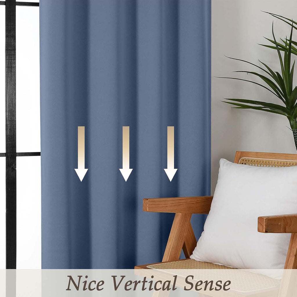 Gwine Blackout Curtains for Living Room 63 Inch Long, Thermal Insulated Window Treatment Black Out Curtains for Bedroom Decor with Rod…