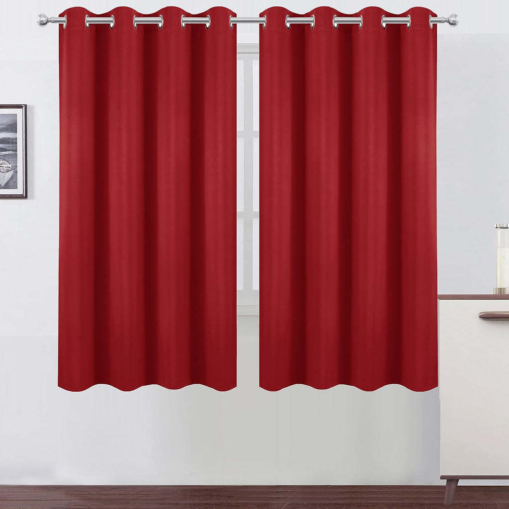 Lemomo Bright Red Blackout Curtains 52 x 63 Inch Length/Set of 2 Curtain Panels/Thermal Insulated Room Darkening Blackout Curtains for Bedr…