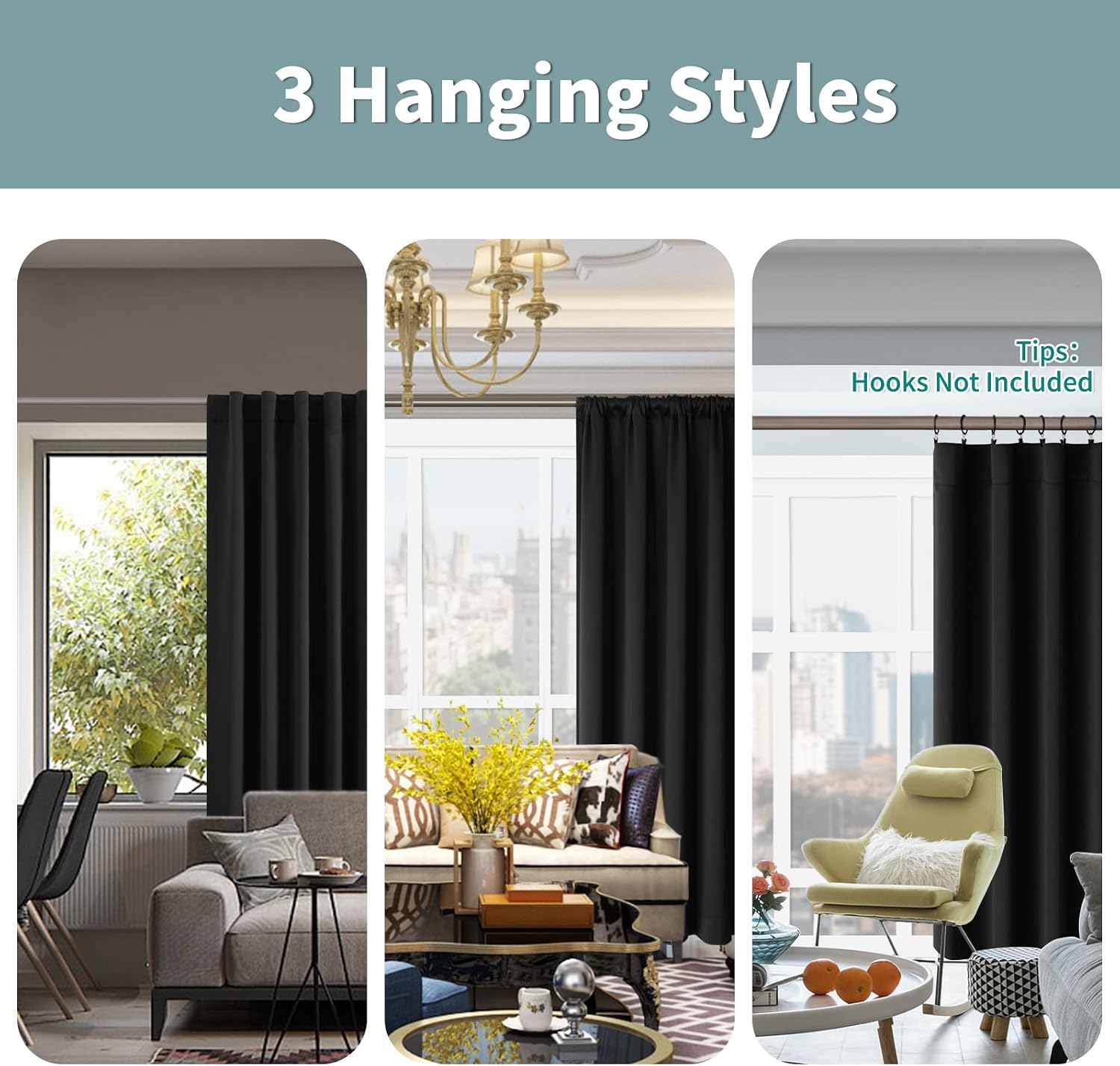 BGment Black 100% Blackout Curtains for Bedroom, 78 Inch Black Out Living Room Panels with Thermal Liner, Rod Pocket and Back Tab Double…