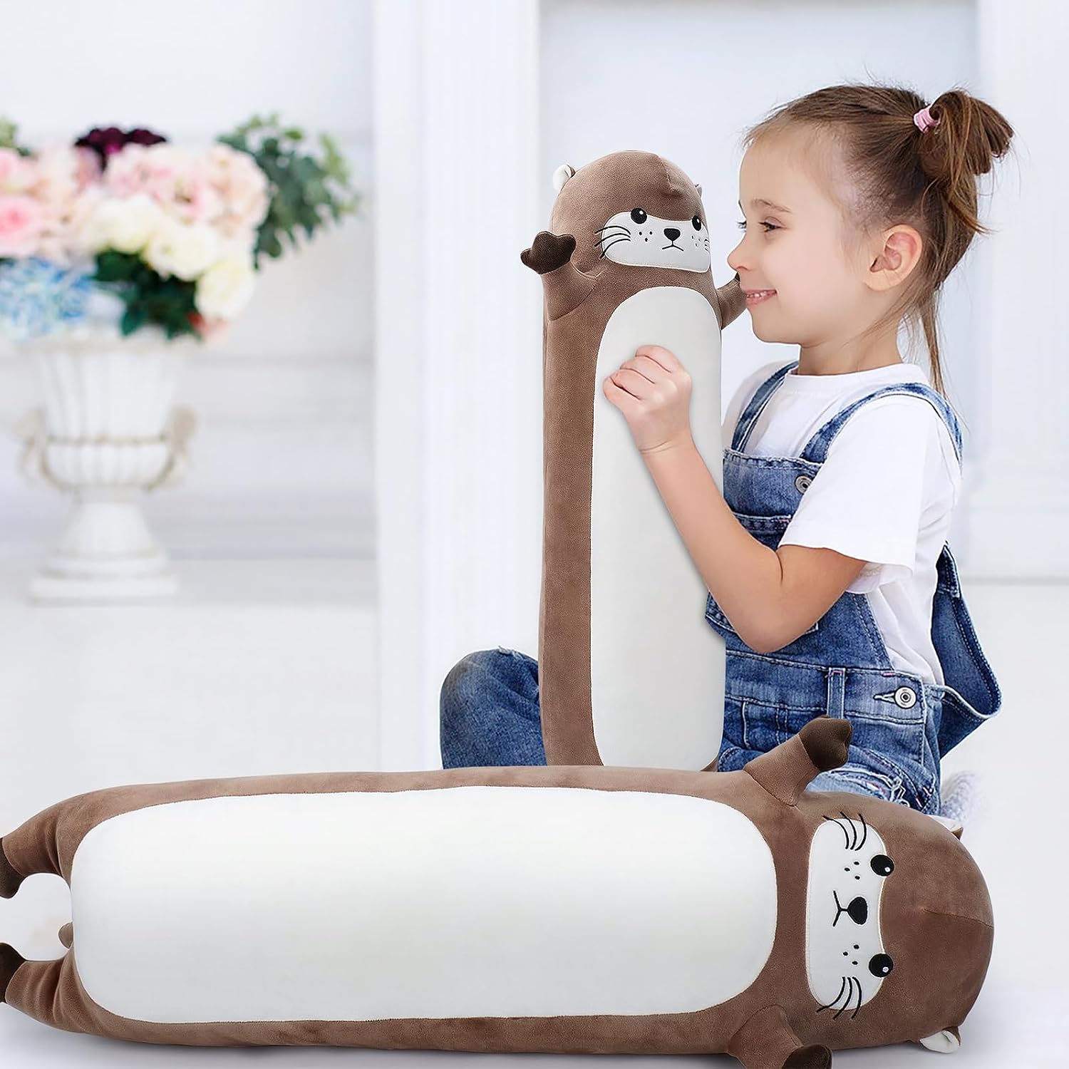 Large Otter Stuffed Animal,33.5” Long Otter Plush, Cute Plushies Animal Body Pillow, Kawaii Big Plush Toys Animals Gifts, Animals Sleeping…