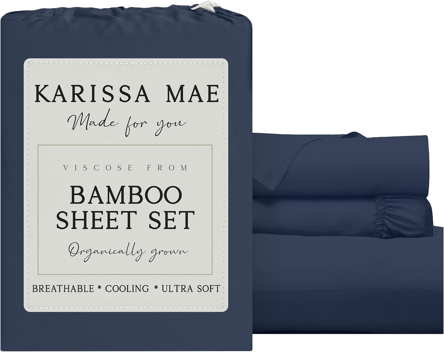 KARISSA MAE Pure Viscose from Bamboo Twin XL Size Sheet Set | 100% FSC Certified | Luxuriously Soft | Cooling | 18" Deep Pocket w/Corner…