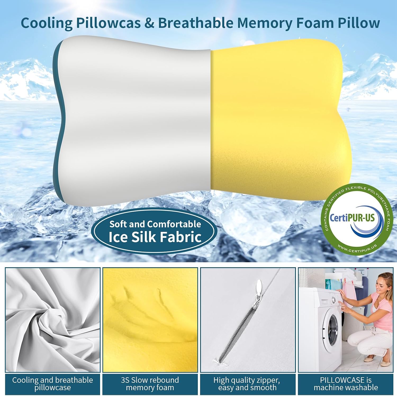Polovo Cervical Neck Pillow for, Contour Memory Foam Pillows Ergonomic Pillow Orthopedic Cooling Pillow Bed Pillow Neck Support for Side B…