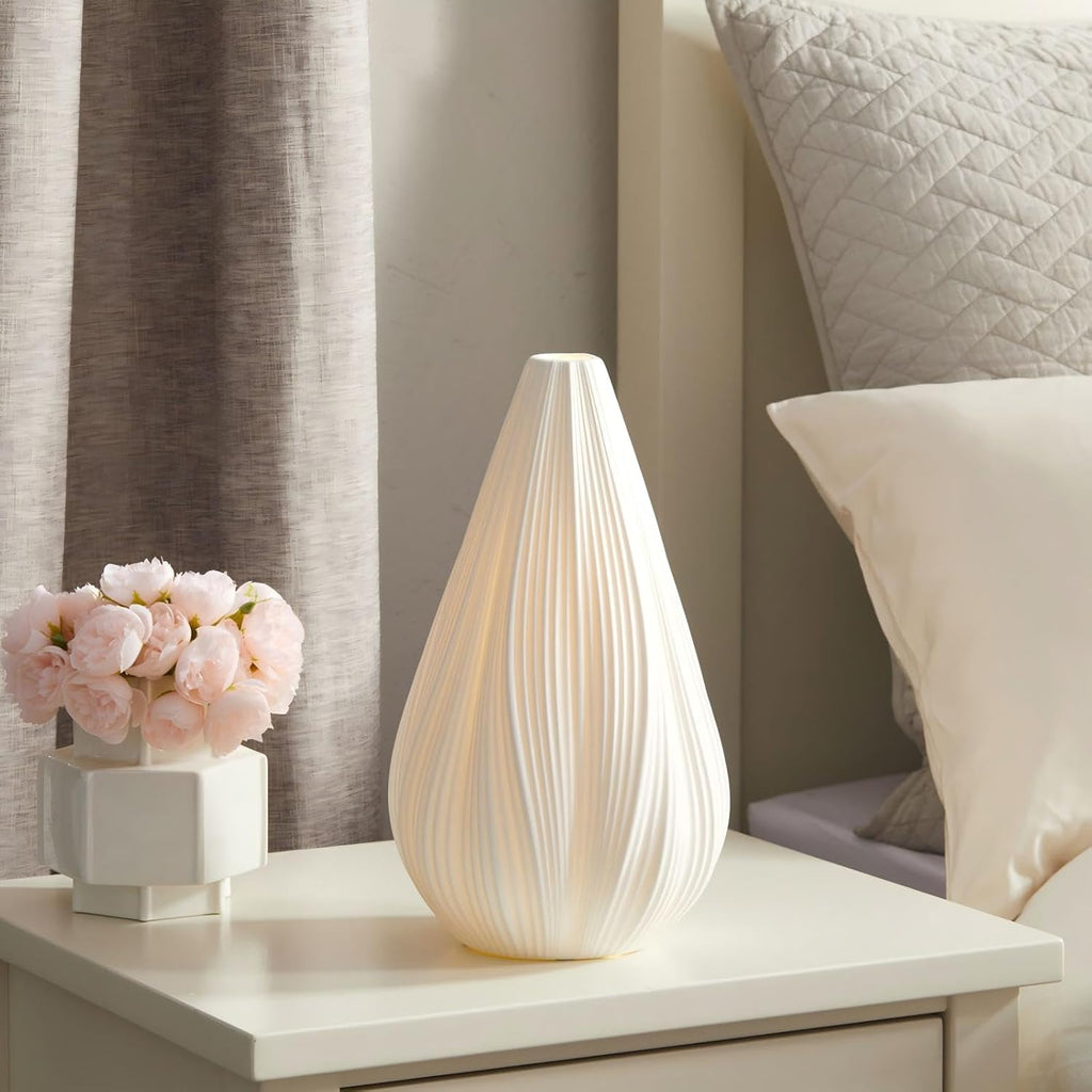 Rondure 12.5" Modern Ceramic Table Lamp, Fully Dimmable Modern Bedside Lamps for Bedroom, Living Room and Nightstand, White Translucent Cer…