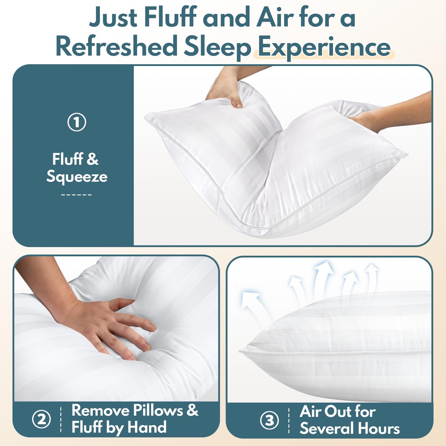 Queen Size Bed Pillows Set of 2 - Breathable Down Alternative Premium Pillows for Side, Back, and Stomach Sleepers Fluffy Hotel Quality…