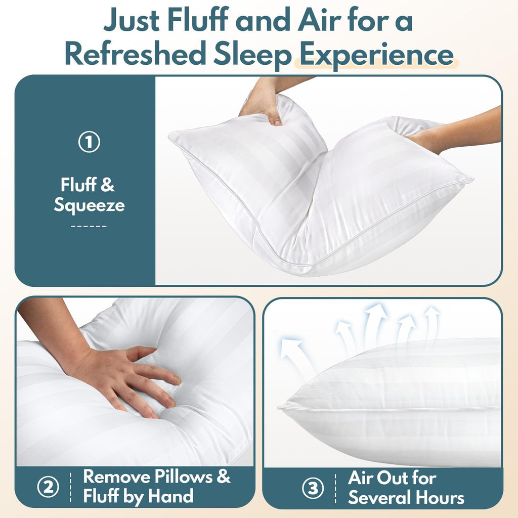 King Size Bed Pillows Set of 2 - Breathable Premium Down Alternative Pillows for Side, Back, and Stomach Sleepers Hotel Quality Fluffy…