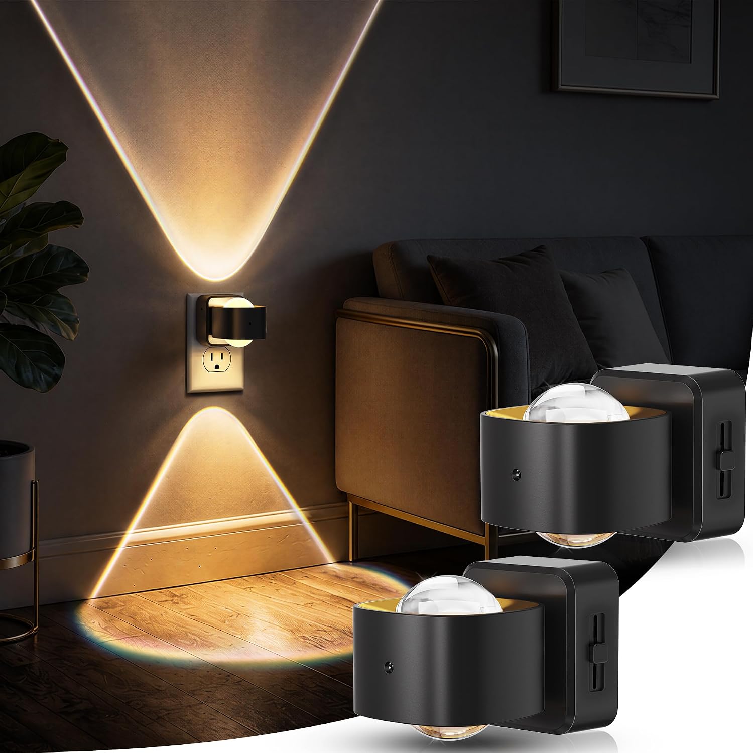 Briignite Night Light Projector, LED Night Lights Plug into Wall, 180° Rotating Night Light for Kids, Dusk to Dawn Sensor, 0-150LM…