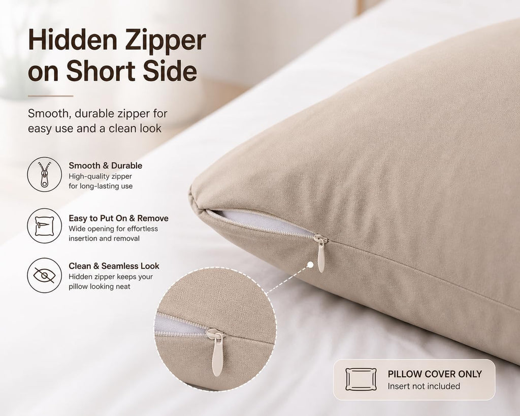 Evolive 100% Cotton Body Pillow Cover 21"x54", 300 Thread Count Soft Breathable Pillowcase with Hidden Zipper, Smooth Durable Replacement C…
