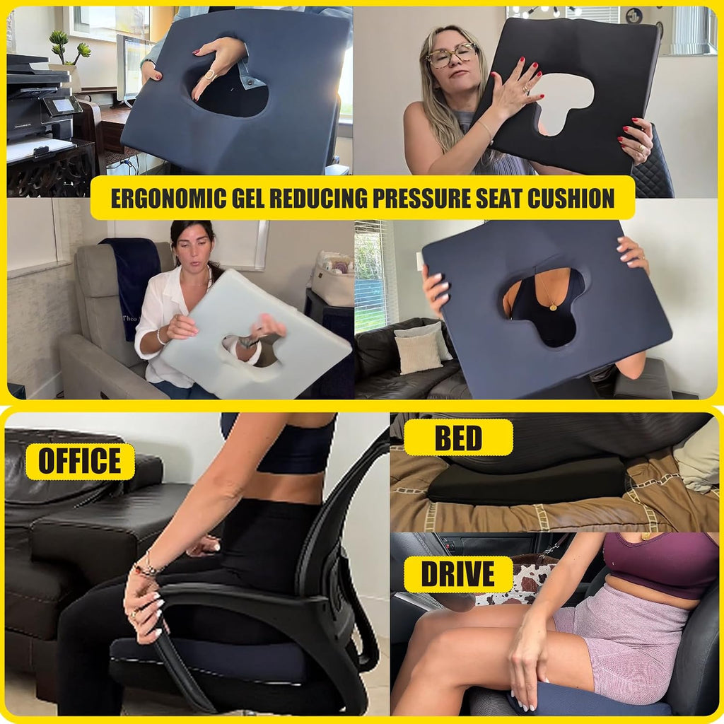 FoKon Gel Wheelchair Seat Cushion, Bed Sore Cushions for Butt, Gel Cushion for Pressure Relief, Donut Pillow for Tailbone, Sciatica, Coccyx, hem…