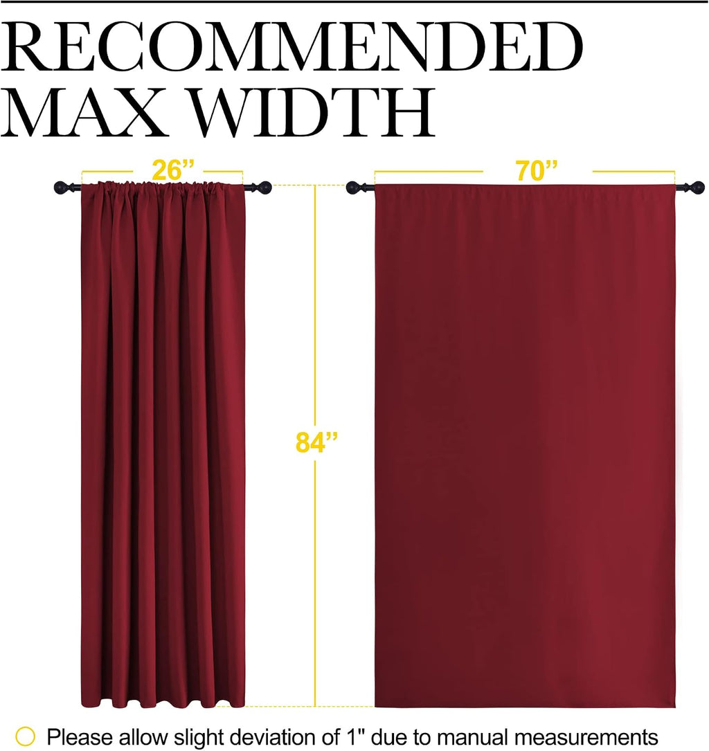 NICETOWN Christmas Burgundy Blackout Curtains and Drapes - Thermal Insulated Solid Rod Pocket Blackout Draperies/Panels for Guest Room (1…