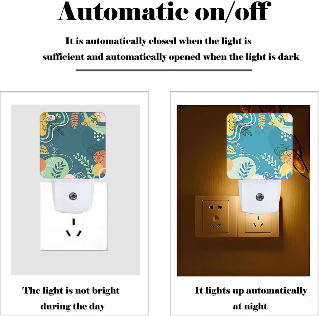Colorful Leaves Night Light, Plug Into Wall Decor for Stairway, Hallway, Kitchen, Dusk to Dawn Sensor Nightlights for Boys/Girls/Women/Men…