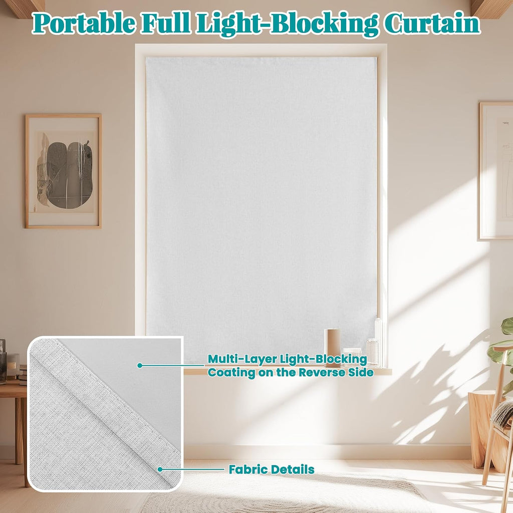 100% Blackout Self Adhesive Curtains- Stick on Curtains Shades Window Blinds Curtain No Rod Needed Easy to Hang Curtain, Use for Bedroom…