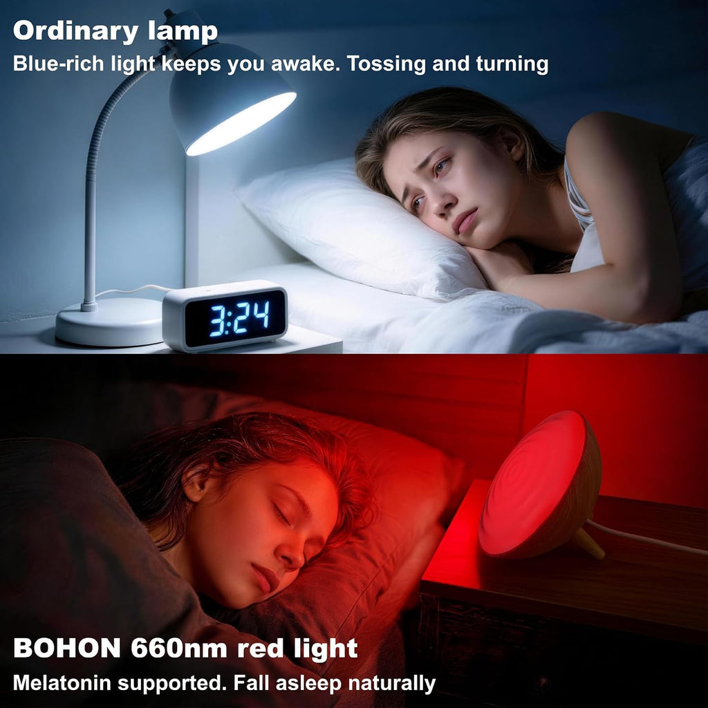 BOHON Red Light Night Light with Timer, 3 Color Modes 10 Brightness Dimmer Red Light Reading Light, 660nm Red Night Lights for Sleep…