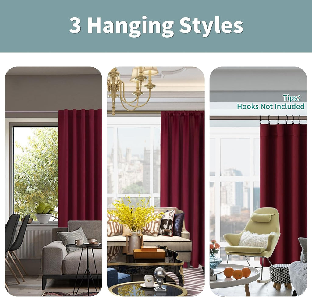 BGment Full Blackout Curtains with Insulated Lining Curtains 72 Inches Long, Rod Pocket and Back Tab Double Layer Room Darkening Window…
