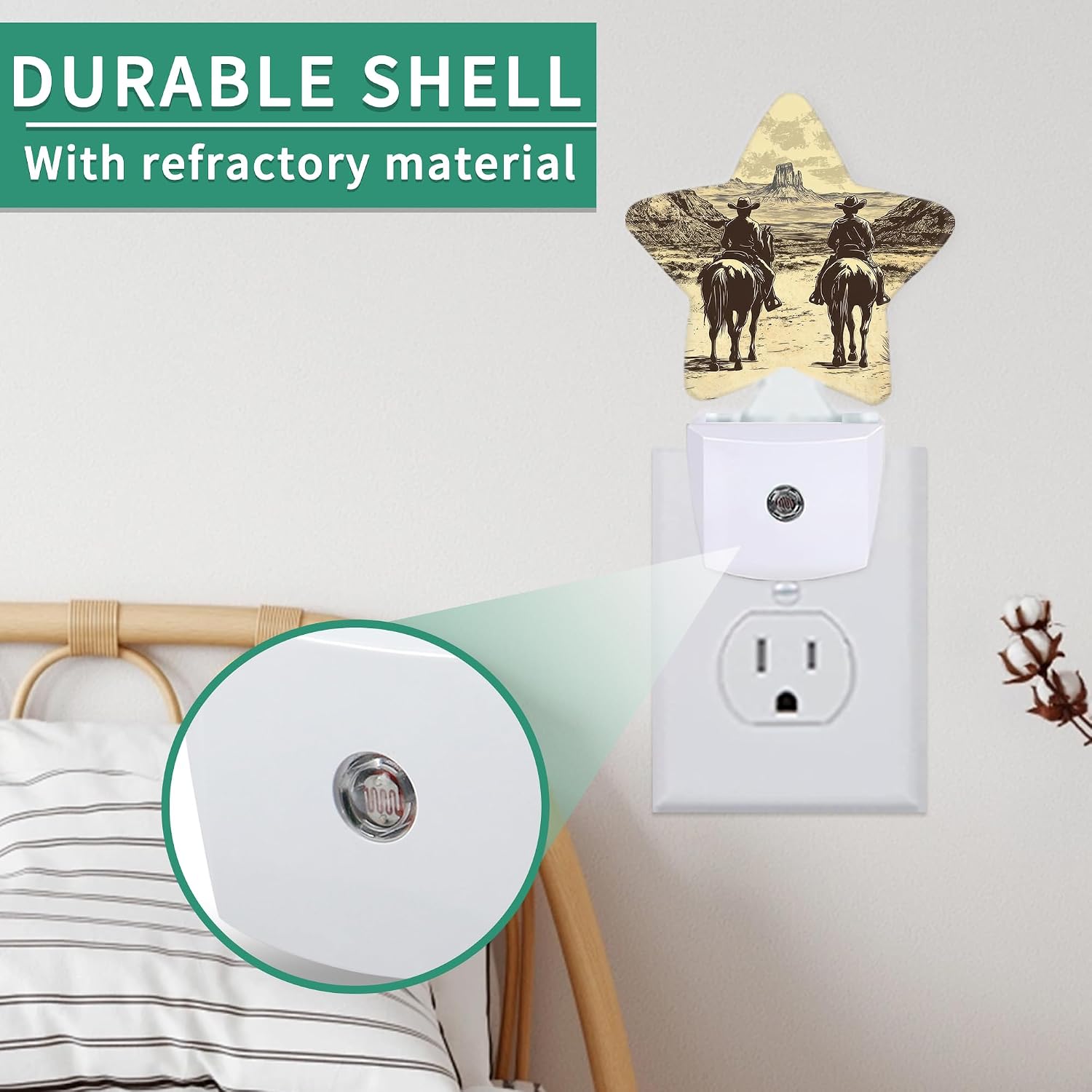 Western Cowboy Plug in Star Night Light, Night Light with Sensor for Kids Nursery Bedroom, Decorative Soft Glow Lamp for Hallway…