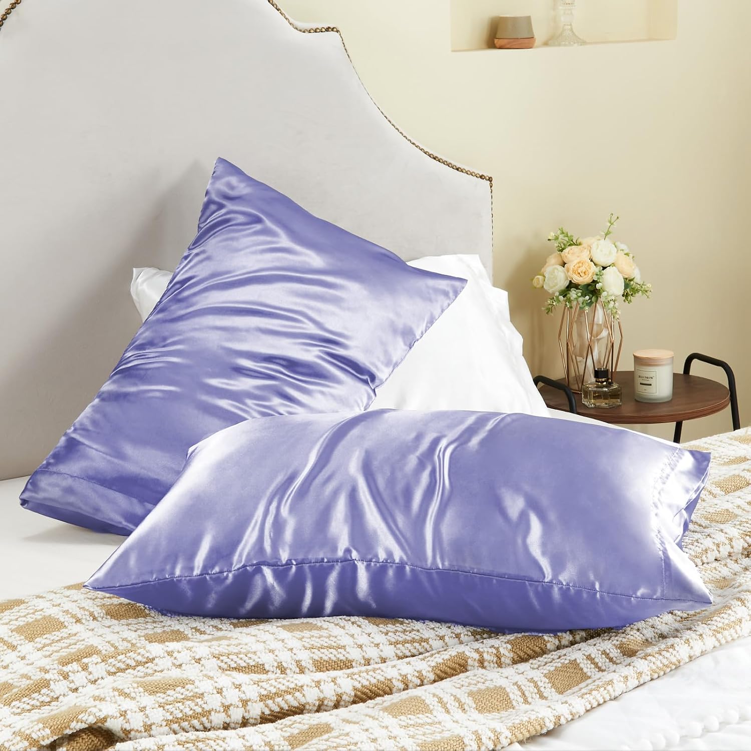 Bedelite Satin Pillowcase for Hair and Skin, Super Soft and Cooling Similar to Silk Pillow Cases 2 Pack with Envelope Closure, Gift for Wom…