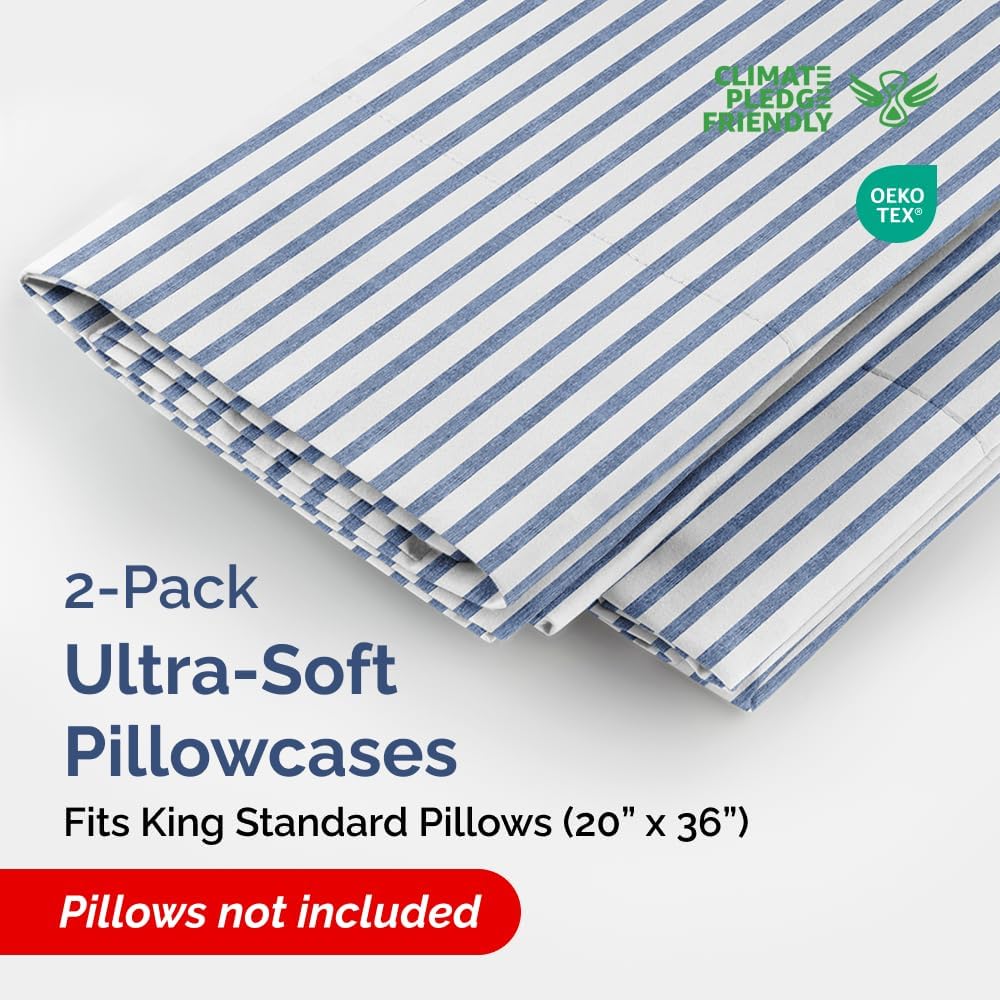 King Standard Pillow Cases Set of 2 - Ultra-Soft Hotel Quality Pillowcase Covers - Comfy, Cozy & Fade Free - Wrinkle Resistant - Machine…