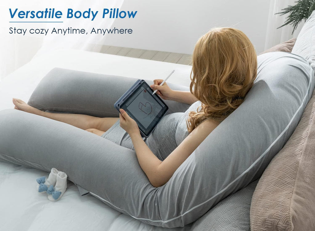 QUEEN ROSE Extra Long U Shaped Body Pillow, Cooling Pregnancy Pillows for Sleeping, 65 Inch Full Body Support Maternity Pillow for…