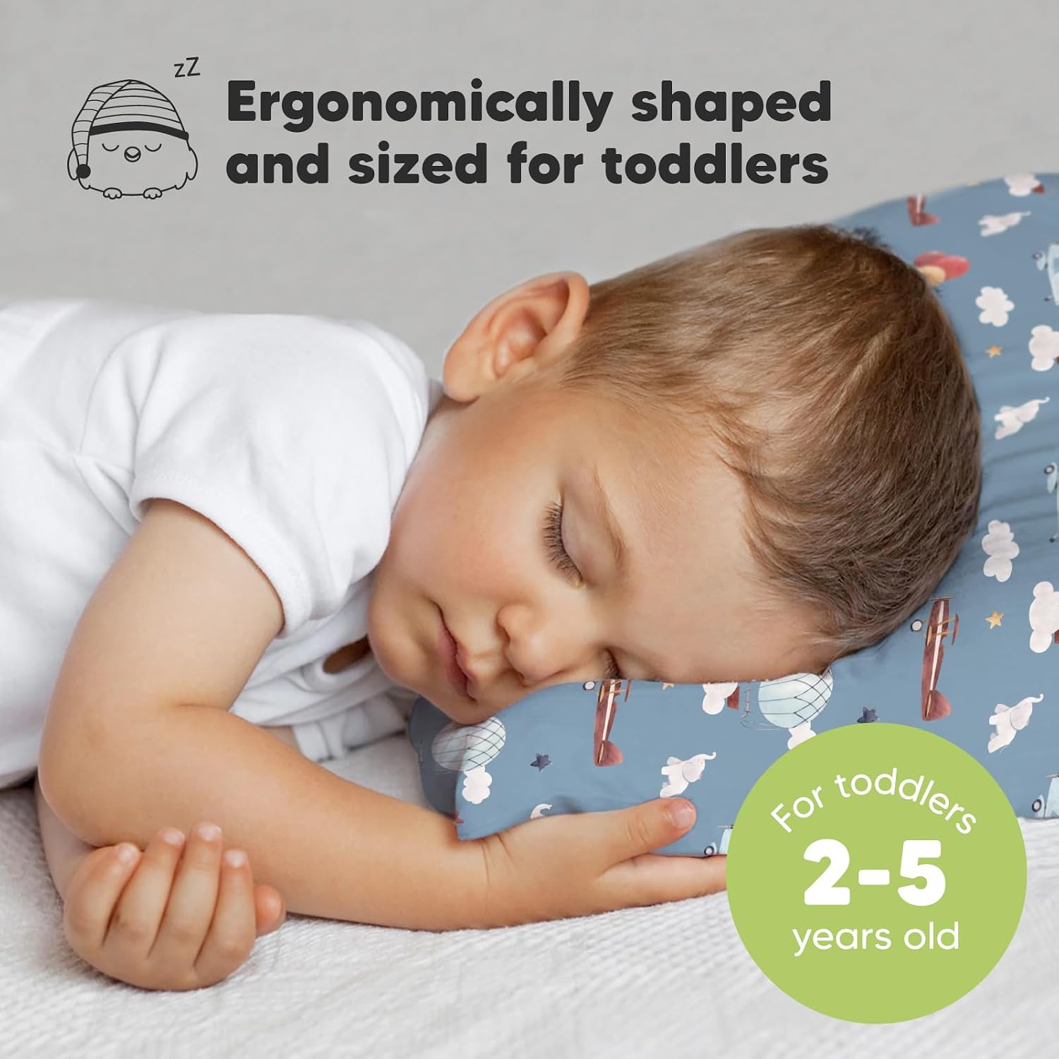 Toddler Pillow with Pillowcase - 13x18 My Little Dreamy Kids Travel Bed Pillows for Sleeping, Organic Cotton Small Pillowcase, Soft &…