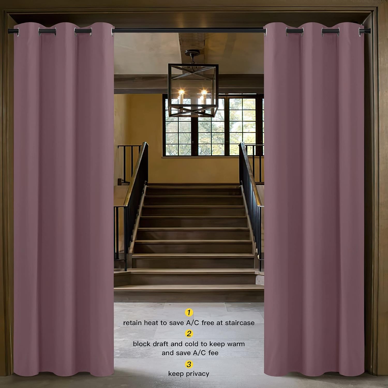 NICETOWN Dry Rose Blackout Room Darkening Drapery, Single Panel, 42 x 84-inch, Window Treatment Thermal Insulated Solid Grommet…