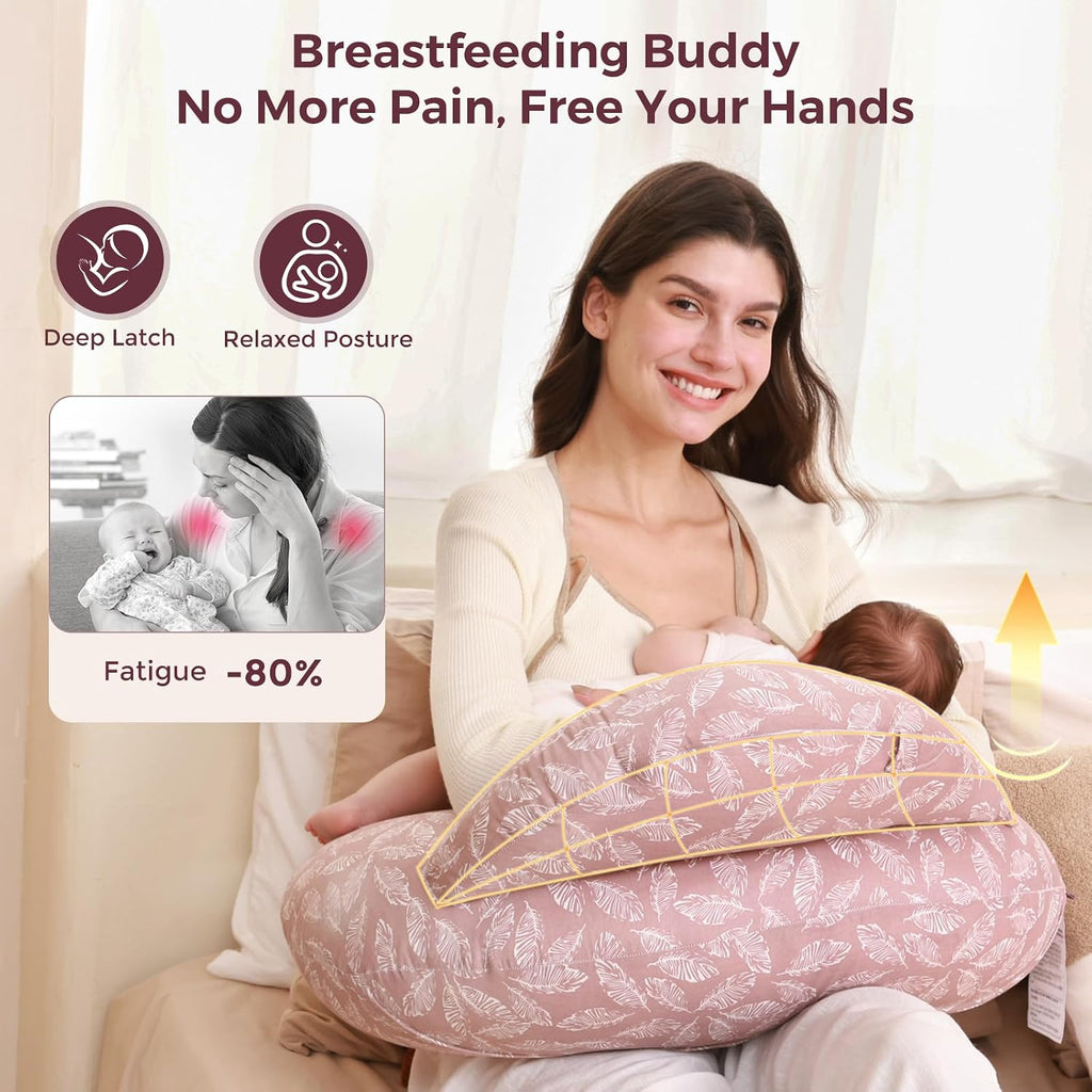 Momcozy Original Nursing Pillow for Breastfeeding-Innovative Safety Guard - Wider Feeding Pillows for More Support for Mom & Baby- Easier…