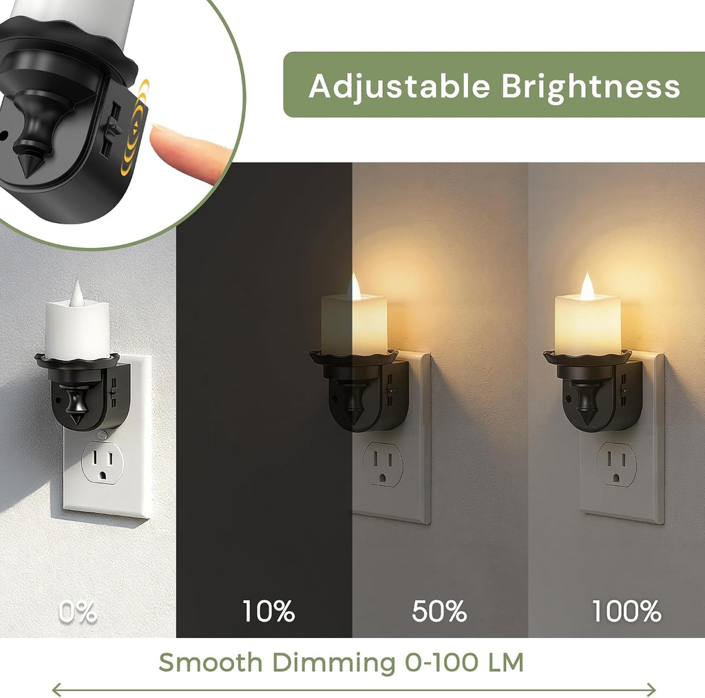 Llohasled L LOHAS LED Flameless Candle Night Light, Flicker Night Lights Plug into Wall 2 Pack, Soft White Candle Nightlight with Light Sen…
