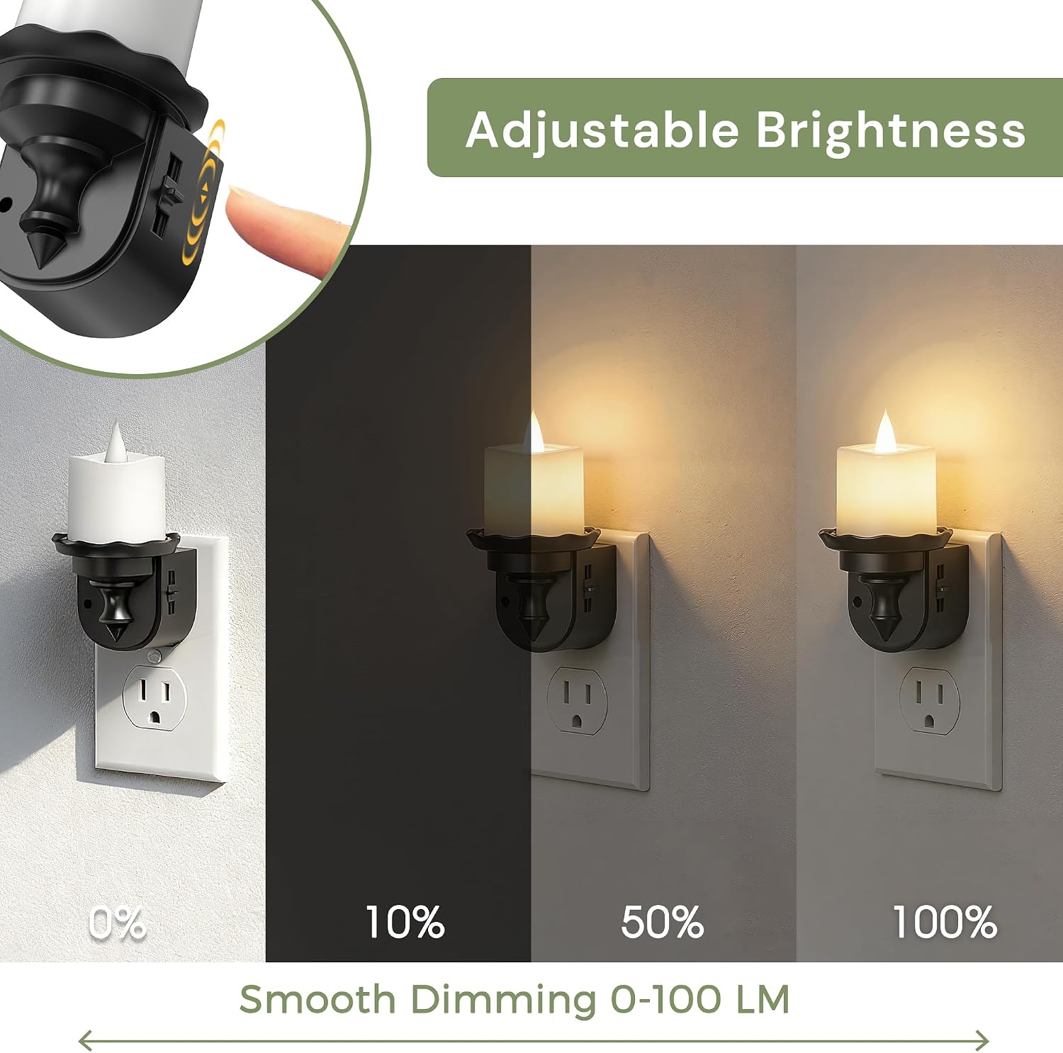 Llohasled L LOHAS LED Flameless Candle Night Light, Flicker Night Lights Plug into Wall 2 Pack, Soft White Candle Nightlight with Light Sen…