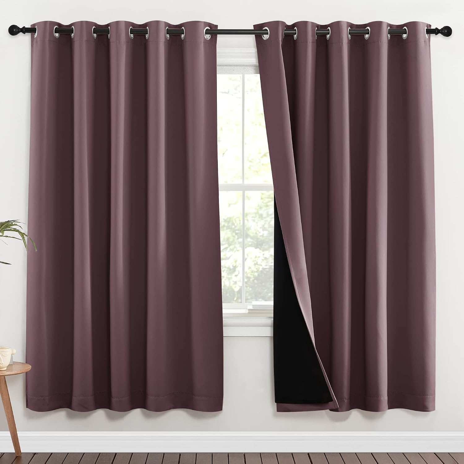 Nicetown 100% Blackout Window Curtain Panels, Full Light Blocking Drapes with Black Liner for Nursery, 72-inch Drop Thermal Insulated Drape…