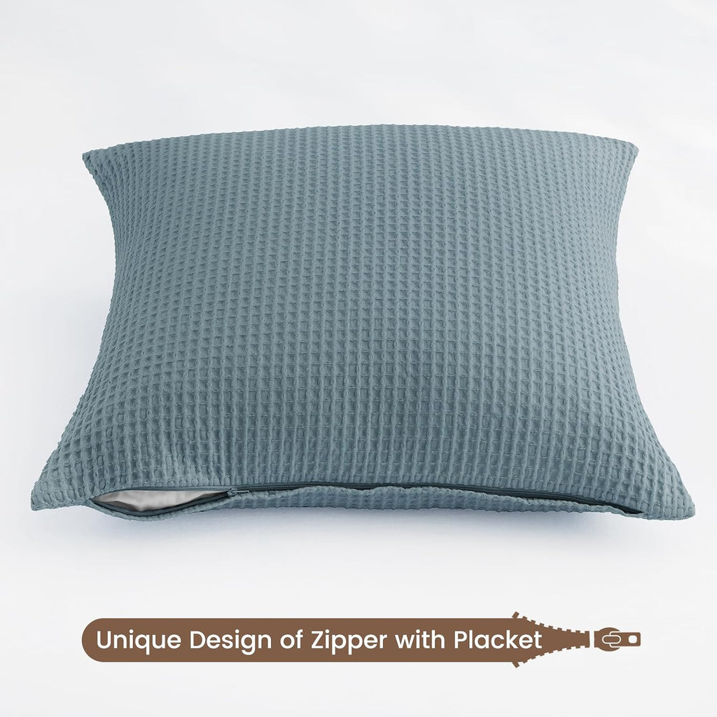 Phf 100% Cotton Waffle Weave Throw Pillow Cover, 24" x 24", No Filling, 2 Pack Elegant Home Decorative Square Throw Pillow Covers for Bed C…
