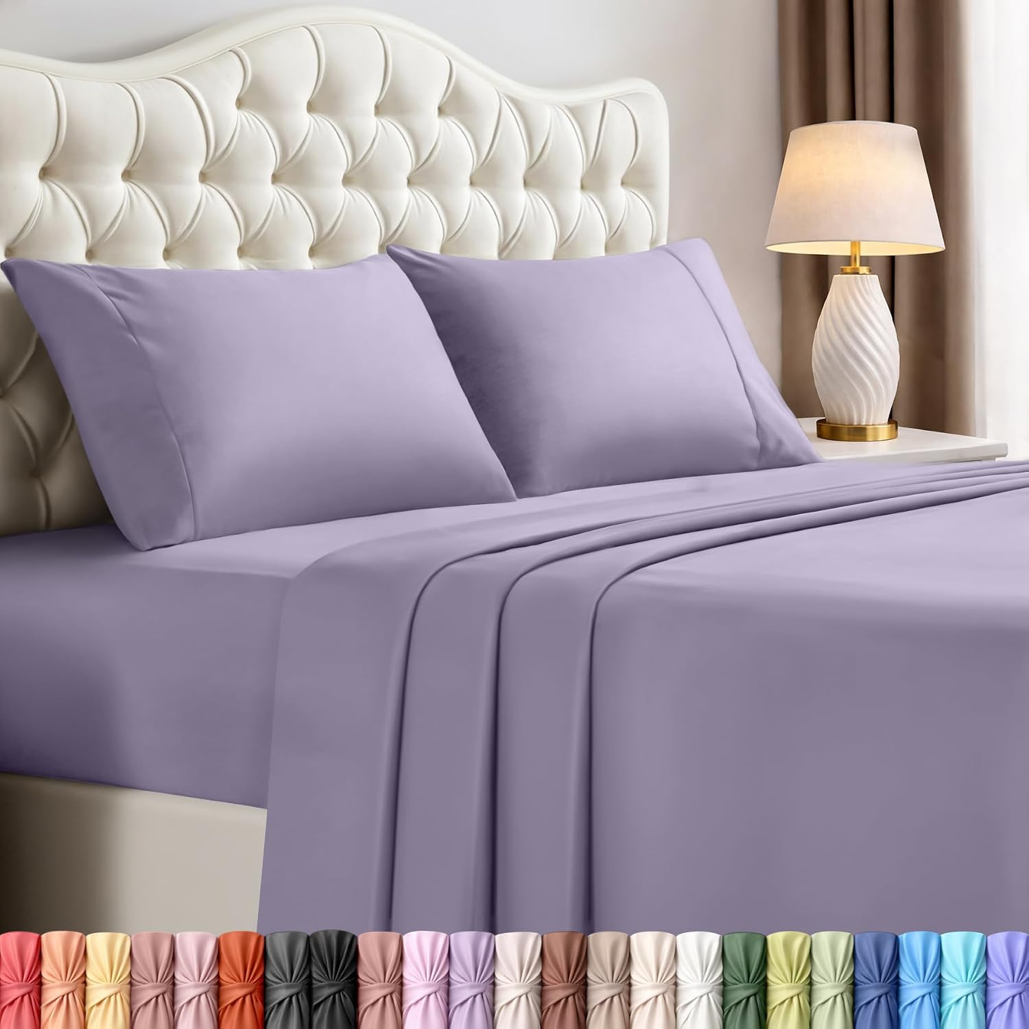 Utopiabedding Utopia Bedding King Size Sheet Set – 4 Piece Bed Sheets, Soft and Breathable Microfiber, Includes 1 Fitted Sheet, 1 Flat Shee…