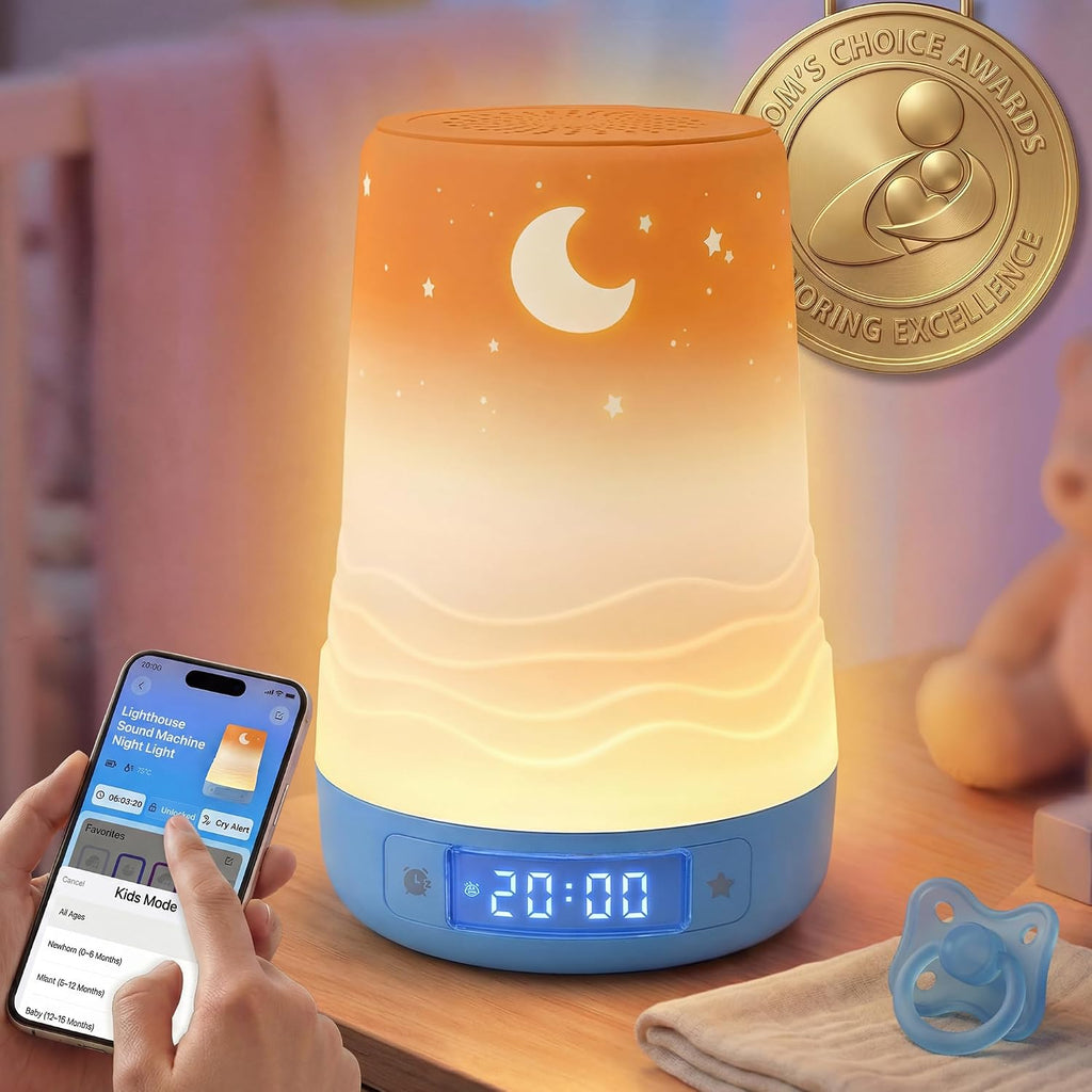 Mewaii White Noise Sound Machine Baby & Adult, 100 Soothing Sounds, AI Cry Detection, App Control, 360° RGB Night Light, Sleep Routine Buil…