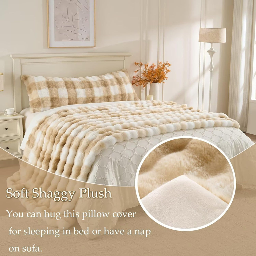 20"x54"Luxury Shaggy Faux Fur Body Pillow Cover, Bubble Fluffy Plush Bed Body Pillowcase with Zipper Closure, Soft Decorative Plush Long…