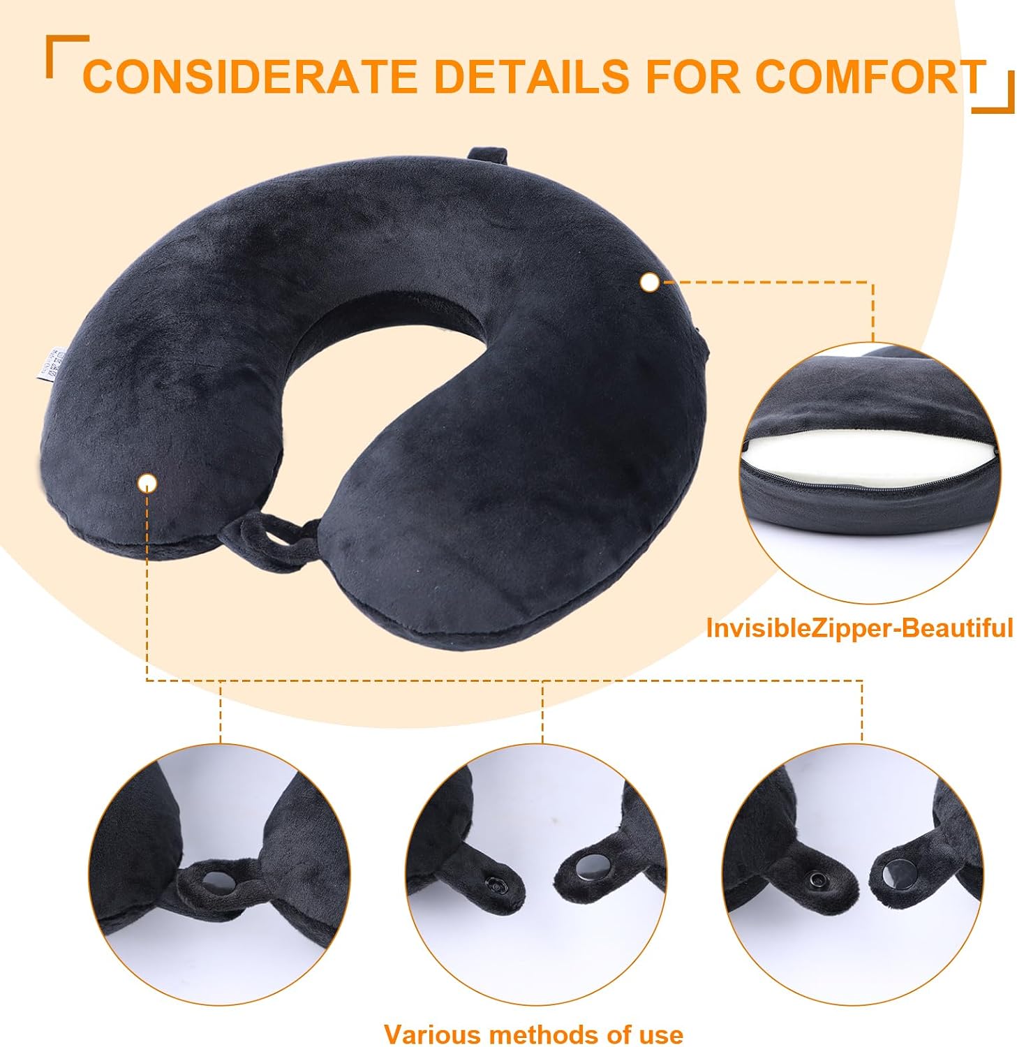 Travel Pillow,100% Pure Memory Foam U Shaped Neck Pillow, Super Lightweight Portable Headrest Great for Airplane, Car, Home, Office, Sleeping…