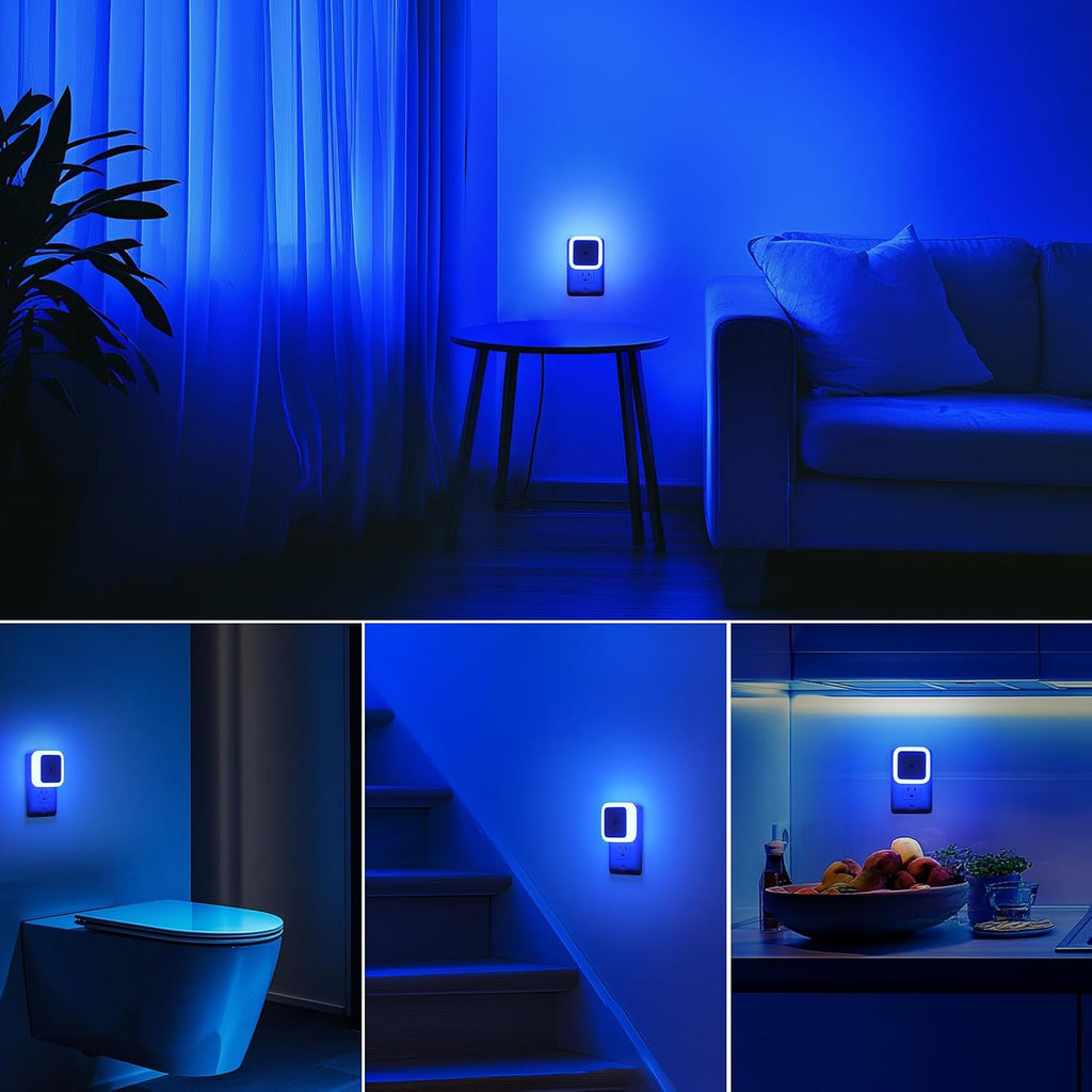 Sujeet Blue Night Light 4 Pack, Night Lights Plug into Wall 4-Pack, Nightlight Plug in Night Lights, Dusk to Dawn Night Lamp Led Night…