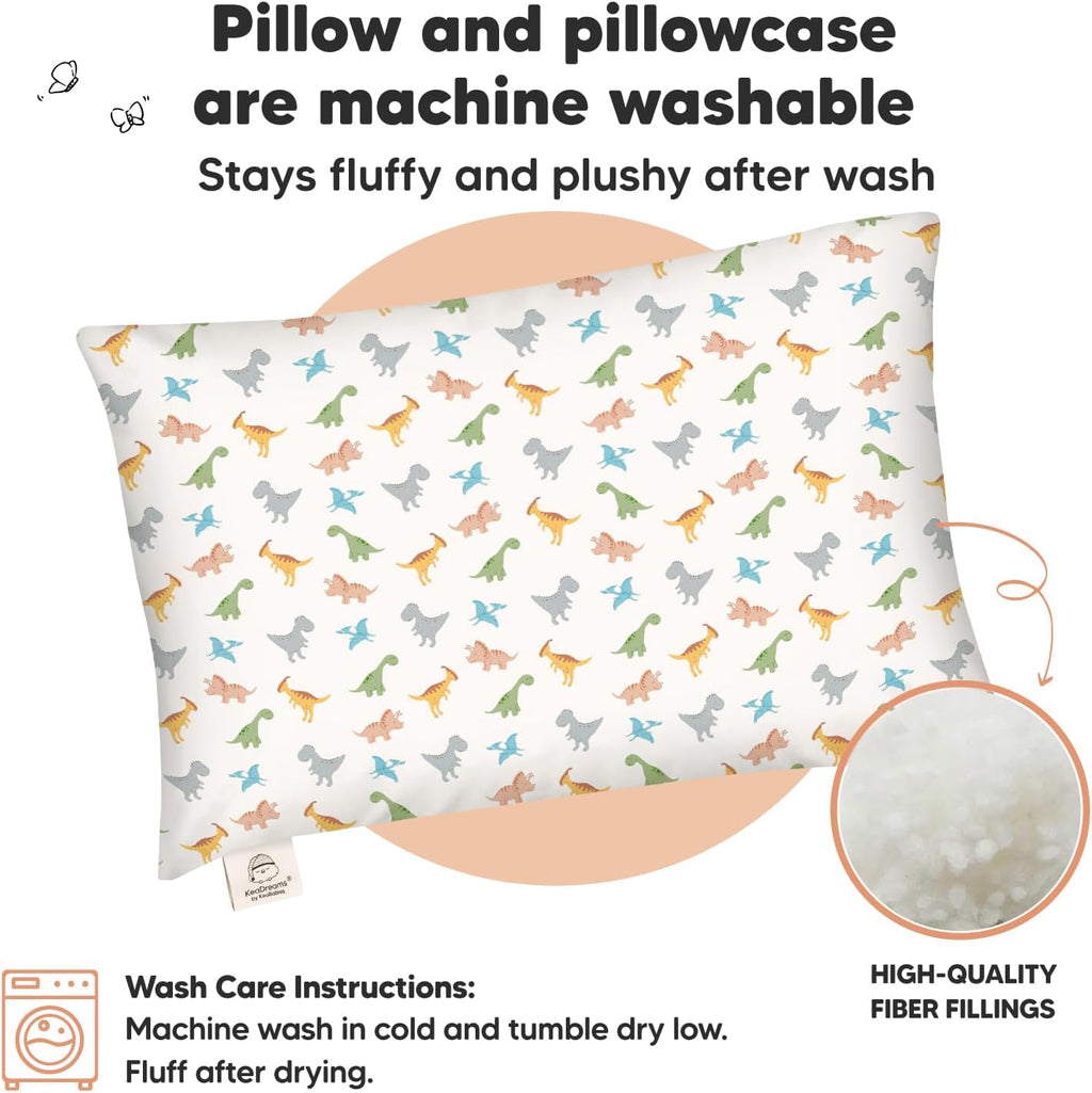 Toddler Pillow with Pillowcase - 13x18 My Little Dreamy Kids Travel Bed Pillows for Sleeping, Organic Cotton Small Pillowcase, Soft &…