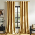 MIULEE Velvet Curtains Golden Elegant Grommet Thermal Insulated Soundproof Room Darkening Curtains/Drapes for Classical Living Room…