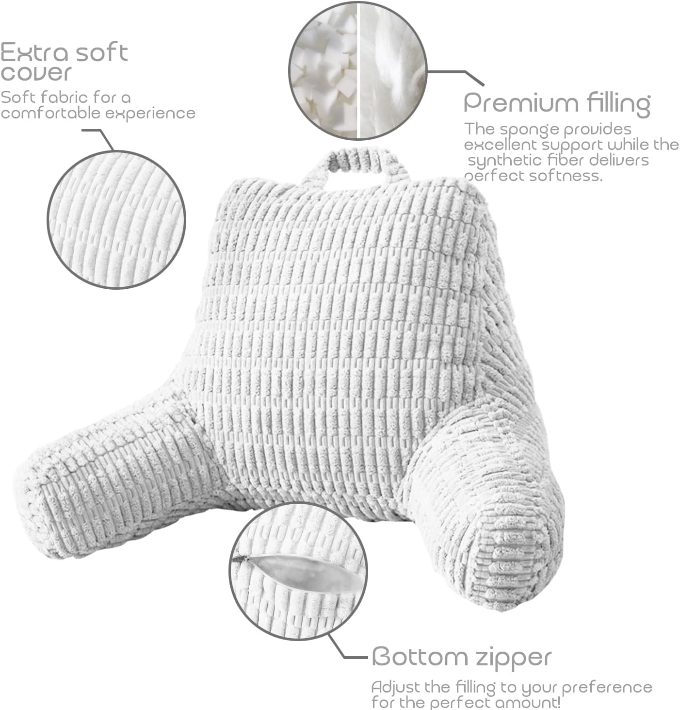 Reading Pillows for Sitting in Bed Adult, Back Rest Pillow for Sitting in Bed and Chair, Back Support Chair Pillow for Couch Support for…
