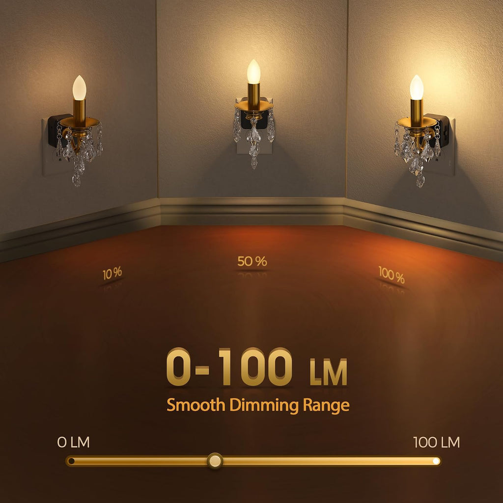 Briignite Chandelier Night Lights Plug into Wall, LED Warm Night Light with Dusk to Dawn Sensor, 0-100LM Dimmable, Decorative Gold…