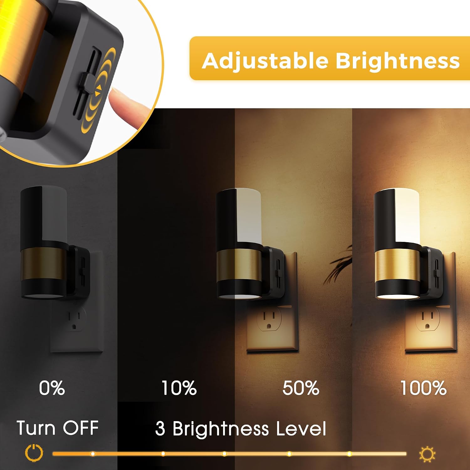 L LOHAS LED Night Lights Plug into Wall with Dusk to Dawn Sensor, Dimmable Night Light with 0-100lm Stepless Dimming, Rotating Plug in…