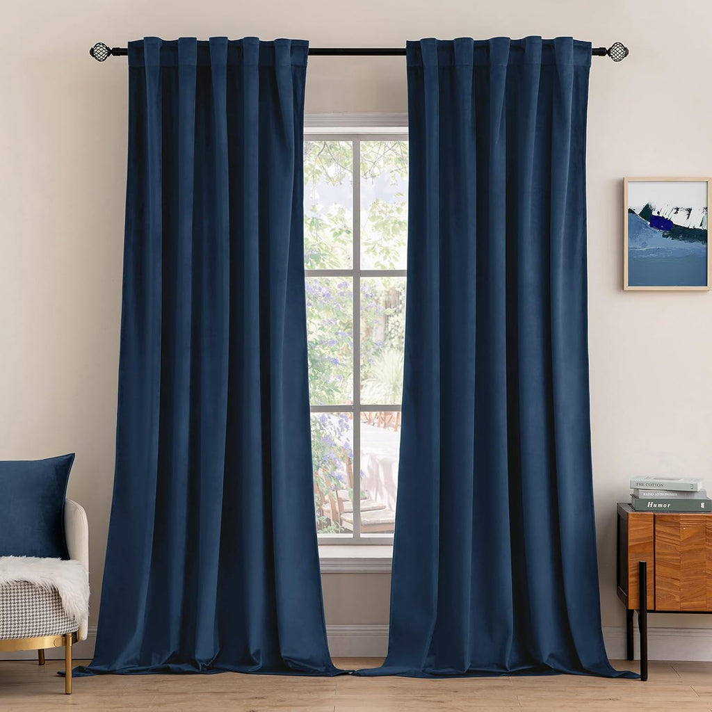 Miulee Velvet Curtains 108 inches - Luxury Blackout Curtains for Bedroom Living Room Thermal Insulated Super Soft Window Drapes Rod Pocket…