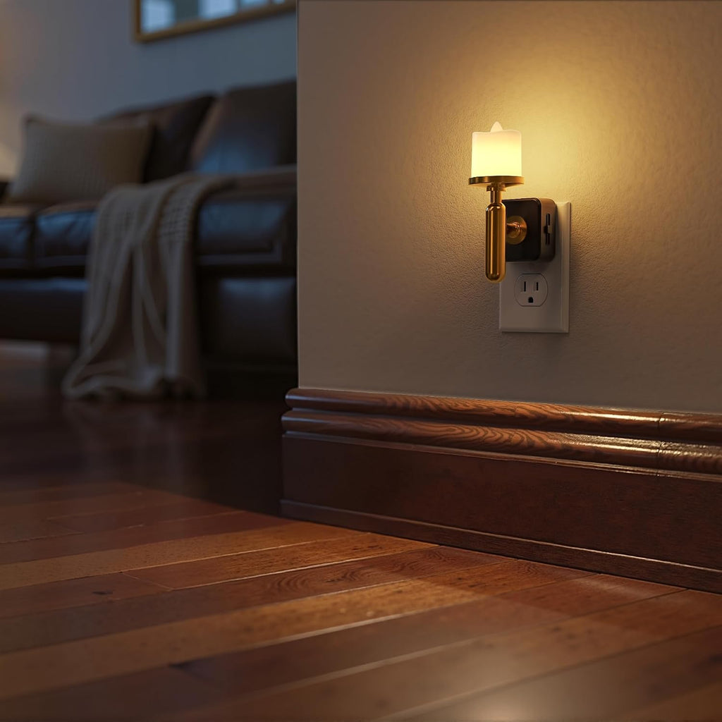 Briignite Flameless Candle Night Light, Night Lights Plug into Wall, LED Candle Night Light with Light Sensor, 0-100LM Dimmable…