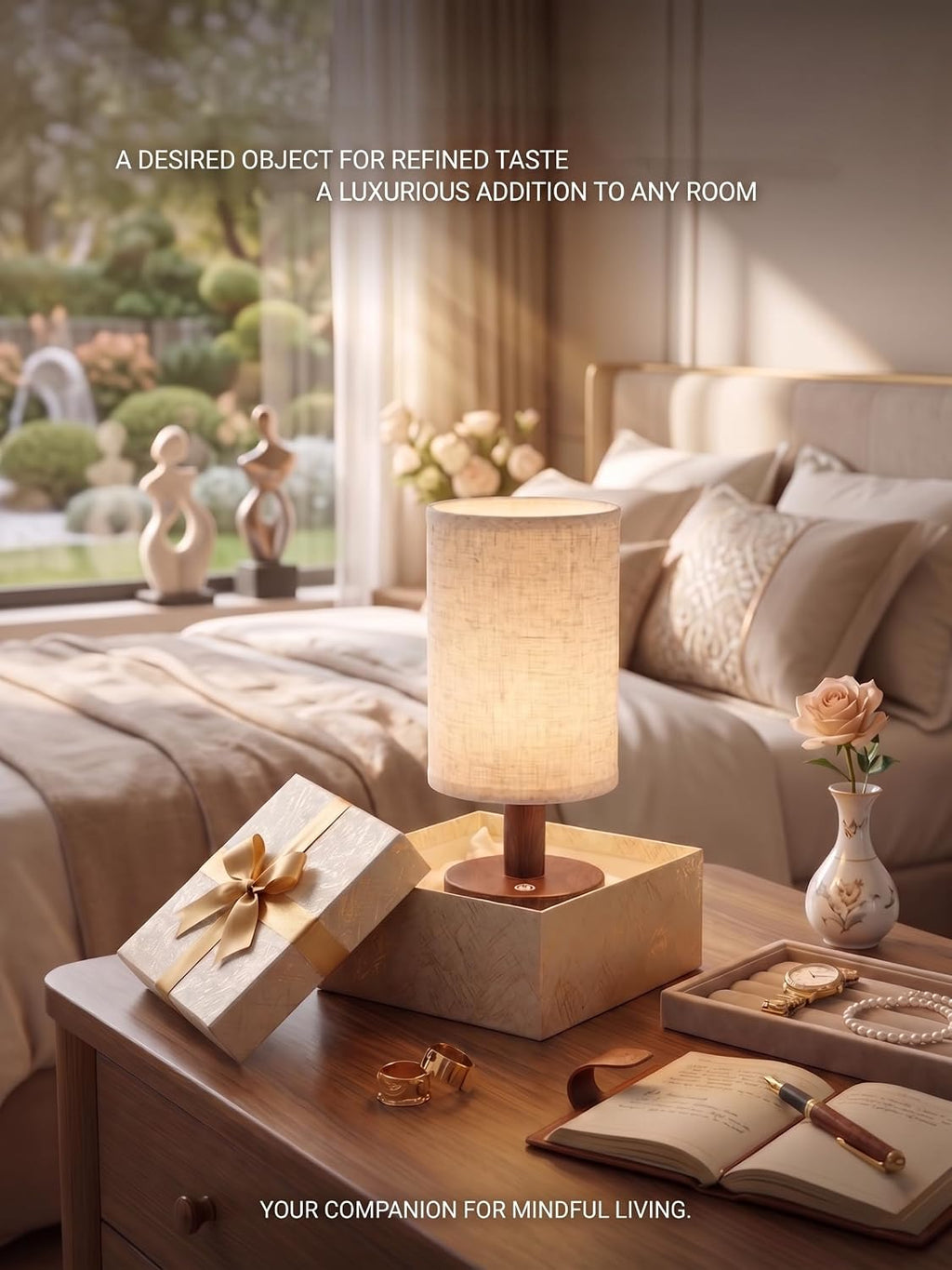 Rechargeable Cordless Table Lamp – 4000mAh Battery Bedside Lamp, Mini Touch Control Dimmable LED Light with 3 Color Modes, Portable Night…