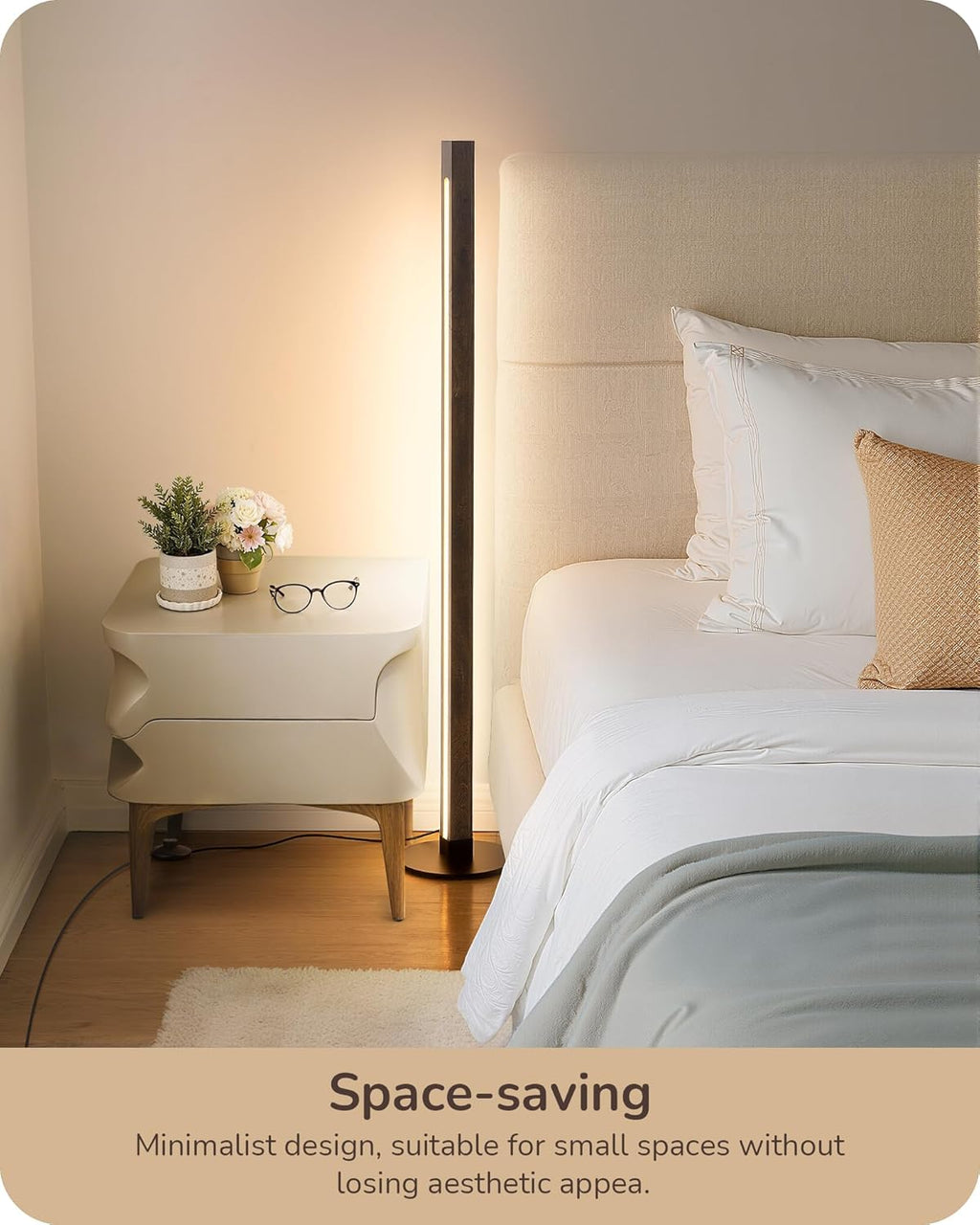 EDISHINE Floor Lamps for Living Room, Upgraded Dual-Sided Lighting, Wooden Corner Floor Lamp, LED Corner Lamp with Remote/Foot Control…
