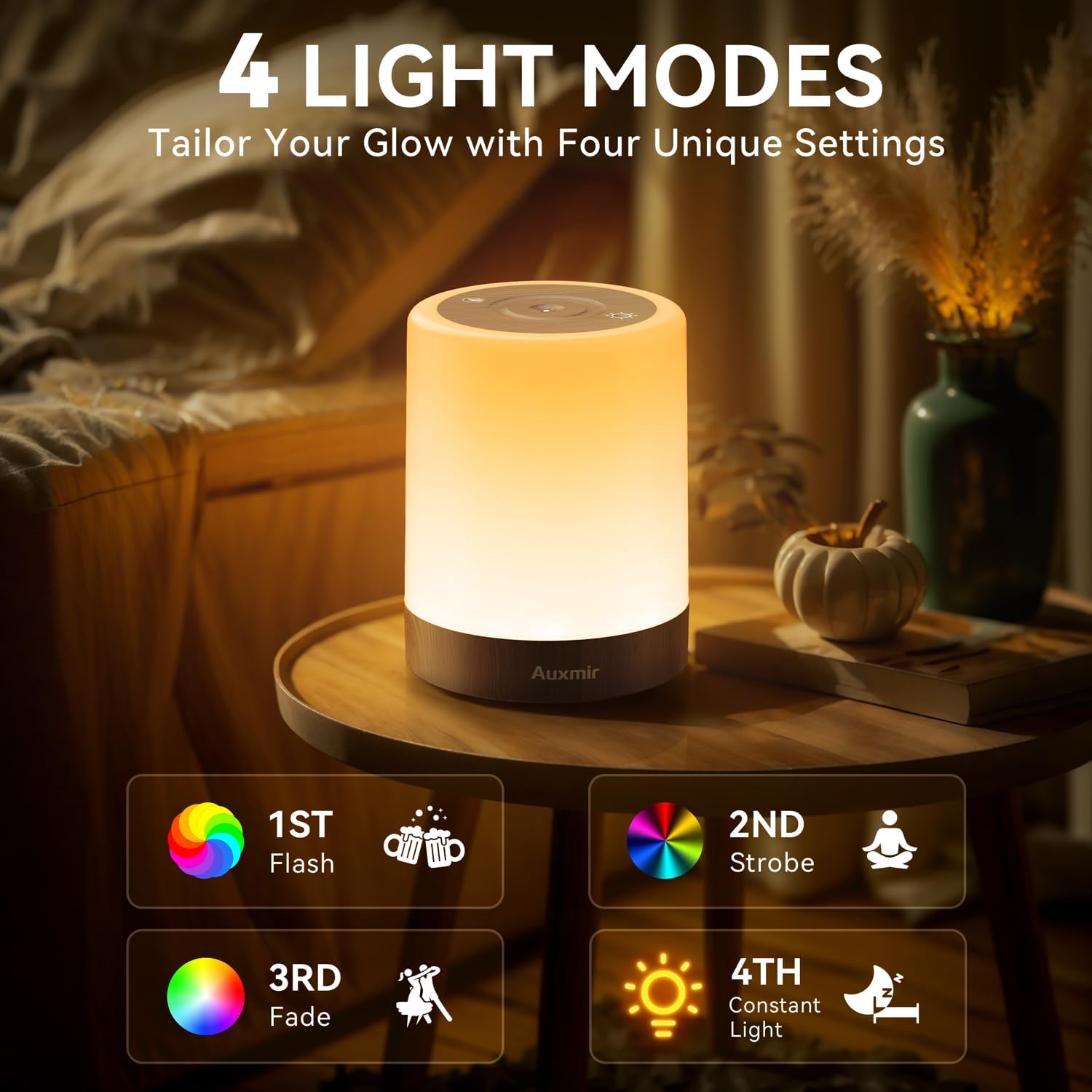 Auxmir Nursery Night Light for Baby, Rechargeable Touch Lamp for Breastfeeding & Diaper Changes, 256 RGB Colors 5 Brightness Levels, Timer,…