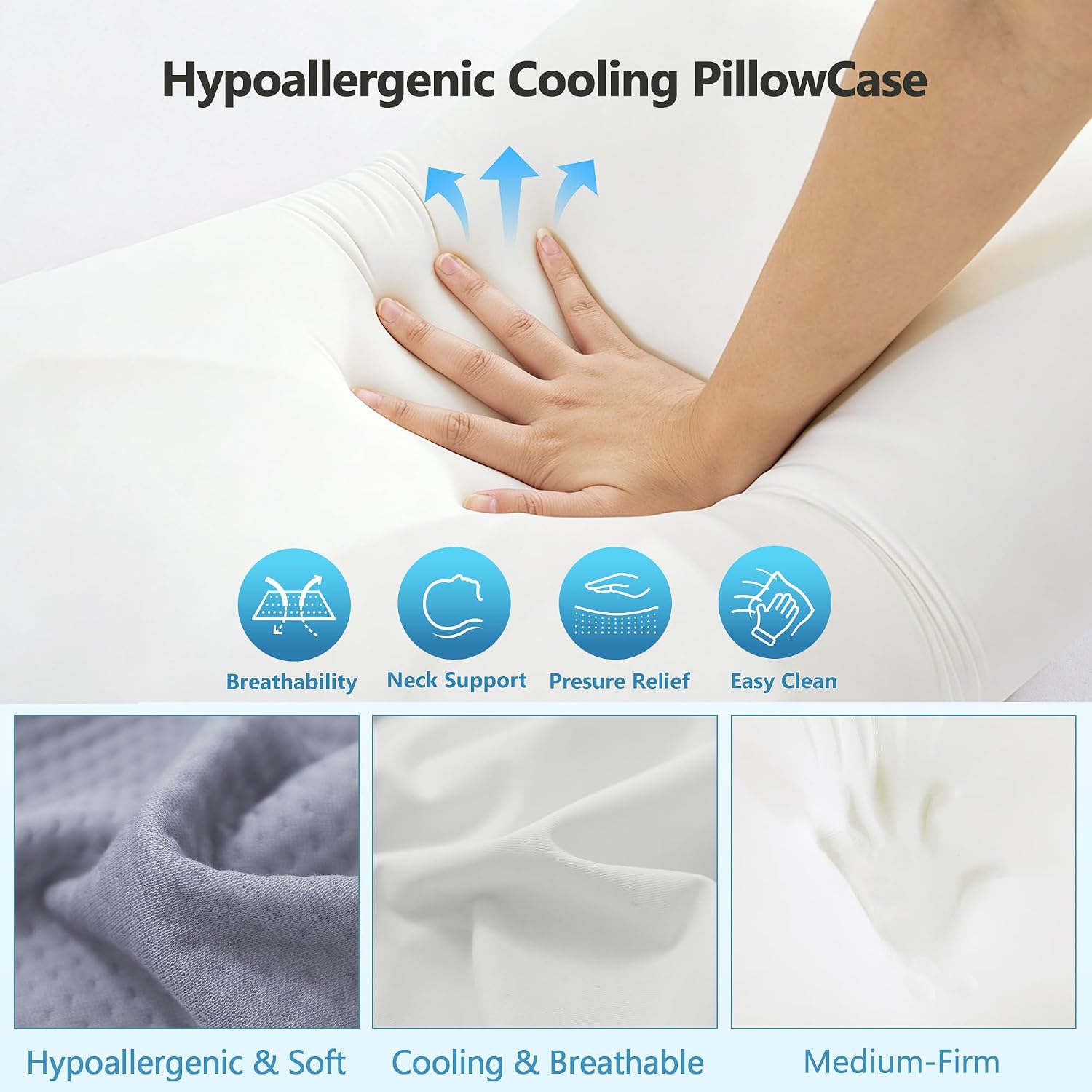 Fluzimir Cervical Pillow for Neck, 5.5"/4.3" Dual Loft Queen Size Memory Foam Pillow for Side, Back Sleepers with Broad Shoulders, Orthope…