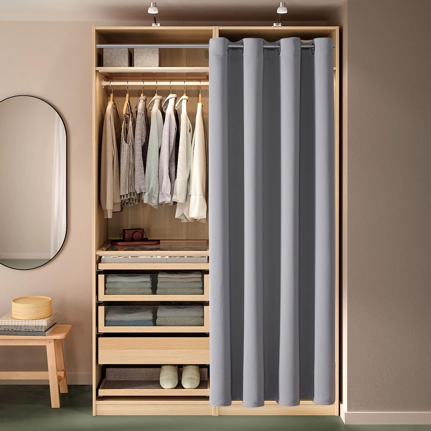 ChrisDowa Blackout Door Curtains for Doorway Privacy, Grommet Closet Curtains for bedroom closet door, Thermal Insulated Temporary Doorway…