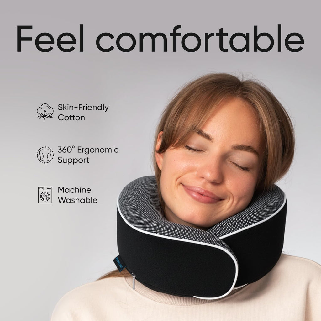 Proglobe Orthopedic Neck Pillow, Travel Neck Pillows for Airplanes, Memory Foam Kit, 360° Head Support, Airplane Pillow Set with 3D…
