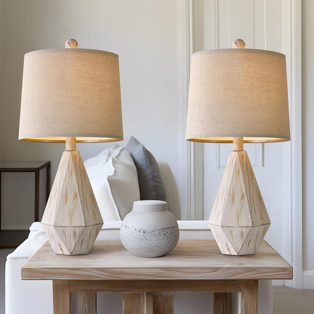 PoKat 20.25" Rustic Table Lamp Set of 2 for Bedroom Living Room Vintage Retro Traditional Nightstand Bedside Lamps Kids Room Study Room…